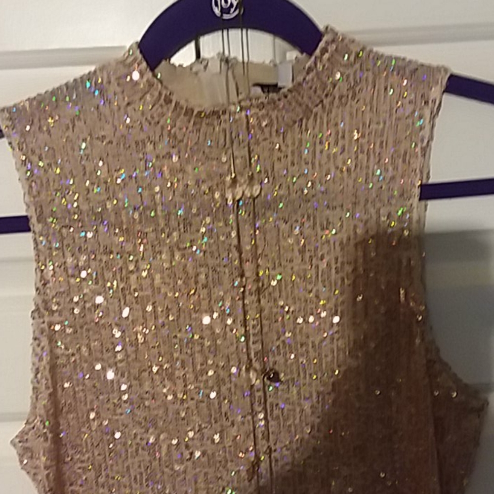 Fashion Nova Gold Sparkle Romper SZ Large